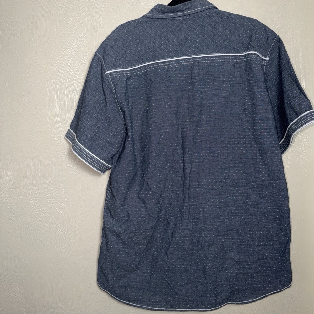BKE Pearl Button Down Contrast Stitch L Blue Casual Summer Western - Picture 5 of 7
